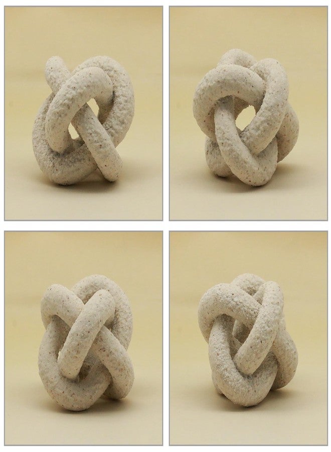 Lukitas 3-Link Resin Knot Ornament, Chain Link Decor, Geometric Knot Statue with Sandstone Finish, Coffee Table Decortive for Home Modern Shelf Decortion, Beige L4.5'' - Image 4