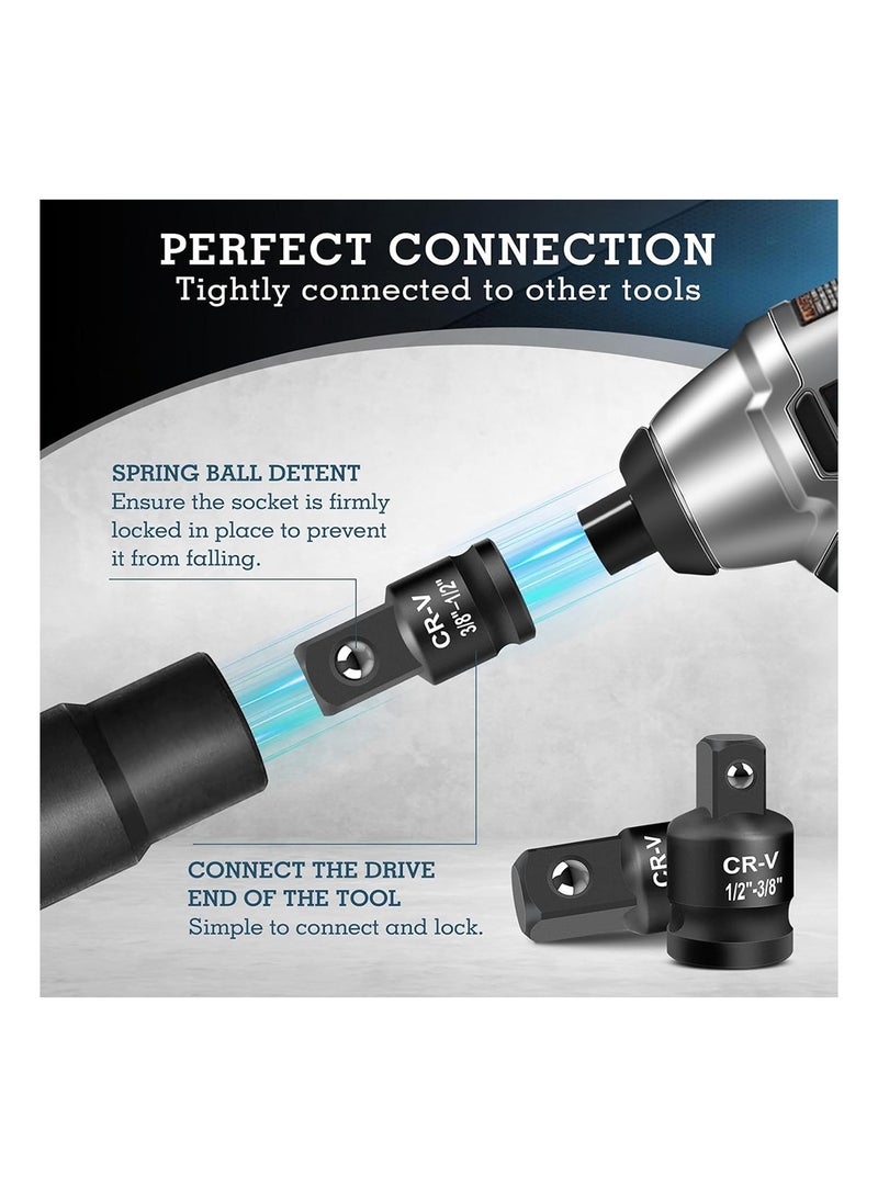MVAQKLM  8PCS Impact Socket Adapter and Reducer Set, 1/4" 3/8" 1/2" 3/4" 1" Inch Square Drive Wrench Adapter with Durable Case, CR-MO Steel, for Drill, Breaker Bar, Ratchet Drive - Image 3