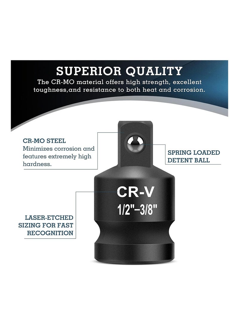 MVAQKLM  8PCS Impact Socket Adapter and Reducer Set, 1/4" 3/8" 1/2" 3/4" 1" Inch Square Drive Wrench Adapter with Durable Case, CR-MO Steel, for Drill, Breaker Bar, Ratchet Drive - Image 4