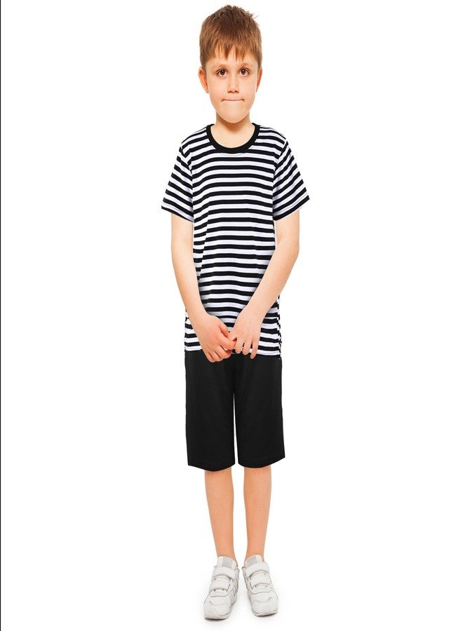 JcHrmers Halloween Costumes Black and White Striped Shirt, Black Short and Tube Socks (Small (3-4yr)) - Image 5