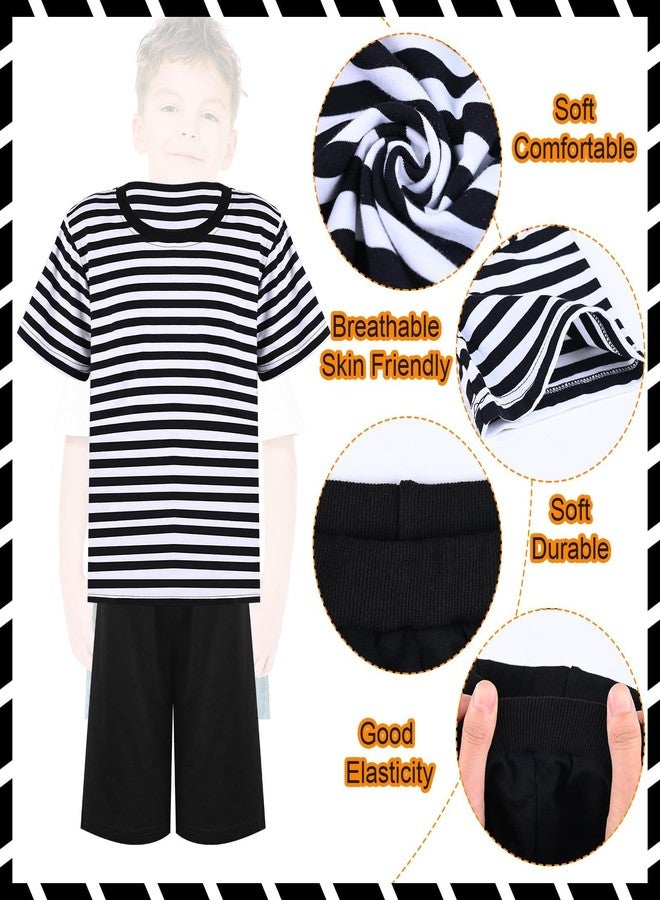 JcHrmers Halloween Costumes Black and White Striped Shirt, Black Short and Tube Socks (Small (3-4yr)) - Image 2