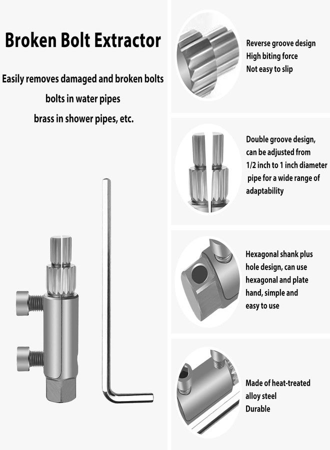 PILISPARK New Pipe Extractor Tool Pipe Extractor Set Pipe Remover Kit Broken Pipe Thread Remover Fits 1/2 inch to 1 inch Pipe Capacity Great Diy Gift for Men (Grey) - Image 4