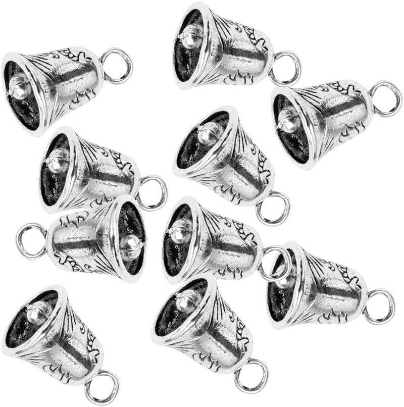 klarako 10Pcs Tibetan Silver Christmas Bell Charms Pendants for Jewelry Making, Creating - Image 4