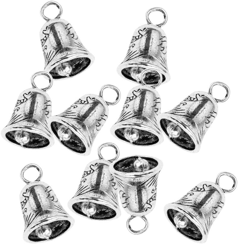 klarako 10Pcs Tibetan Silver Christmas Bell Charms Pendants for Jewelry Making, Creating - Image 3
