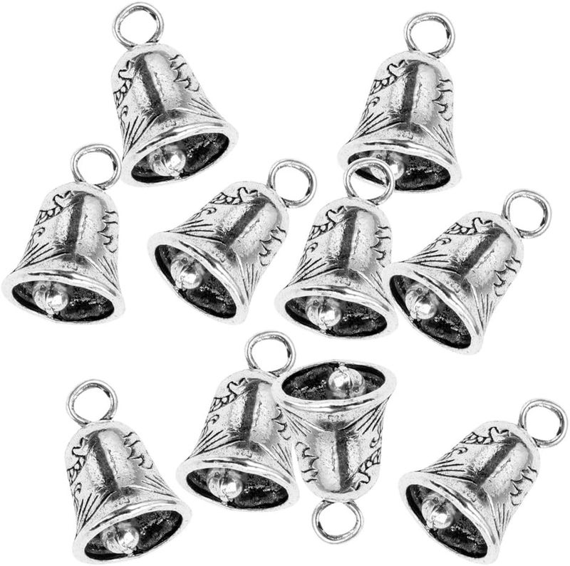 klarako 10Pcs Tibetan Silver Christmas Bell Charms Pendants for Jewelry Making, Creating - Image 1