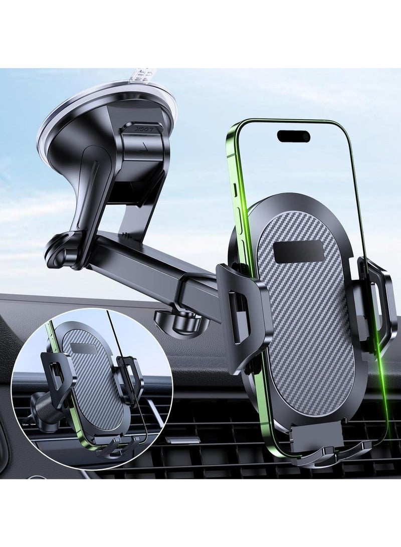 Premium Car Phone Holder, Long Arm Phone Holder Car for Dashboard Windshield Air Vent - Heat-Resistant Strong Suction Cup - Car Mobile Holder Compatible with All Smartphones - Super Stable  - Image 1