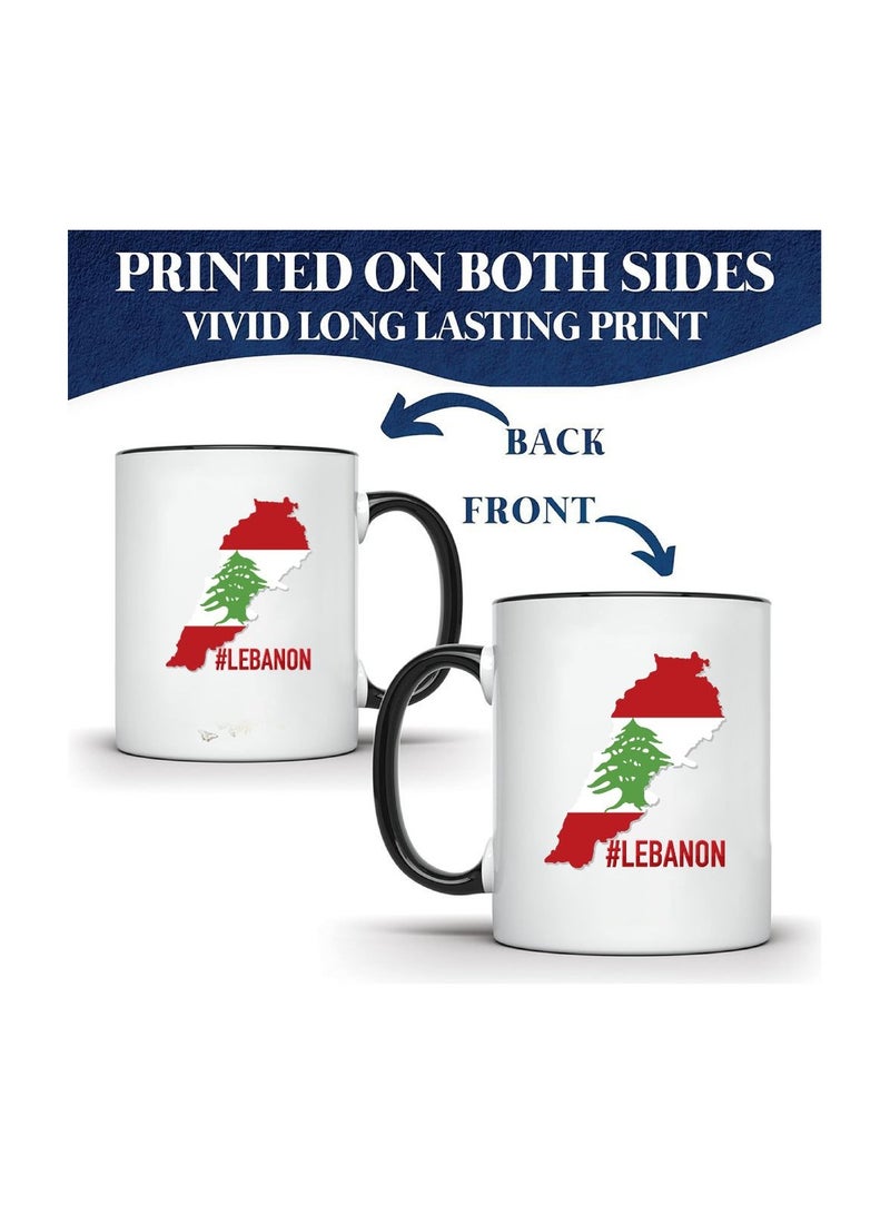 برينت شوب فور مي كوب قهوة احتفالي من السيراميك بلونين أسود من لبنان مع مقبض أسود - كوب بطابع العطلة للصباح وحفلات المكتب واحتفالات الشتاء - Image 2