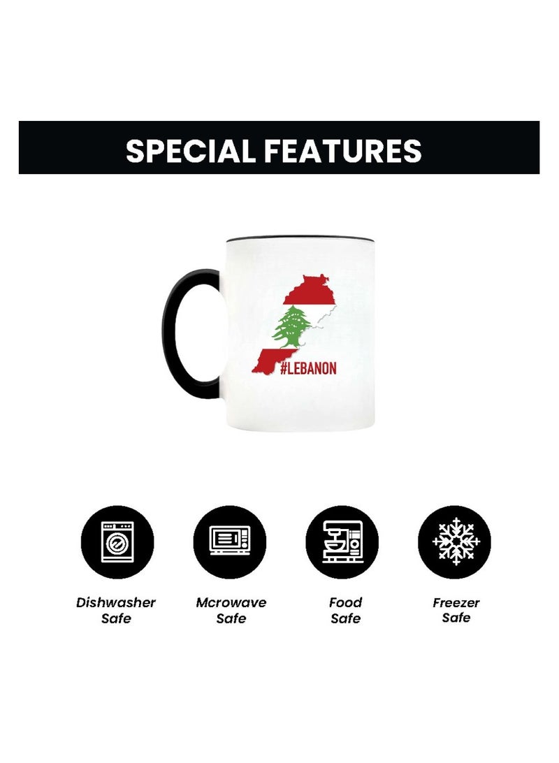 برينت شوب فور مي كوب قهوة احتفالي من السيراميك بلونين أسود من لبنان مع مقبض أسود - كوب بطابع العطلة للصباح وحفلات المكتب واحتفالات الشتاء - Image 3