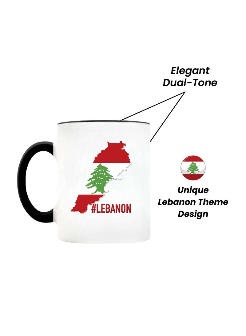 برينت شوب فور مي كوب قهوة احتفالي من السيراميك بلونين أسود من لبنان مع مقبض أسود - كوب بطابع العطلة للصباح وحفلات المكتب واحتفالات الشتاء - Image 4