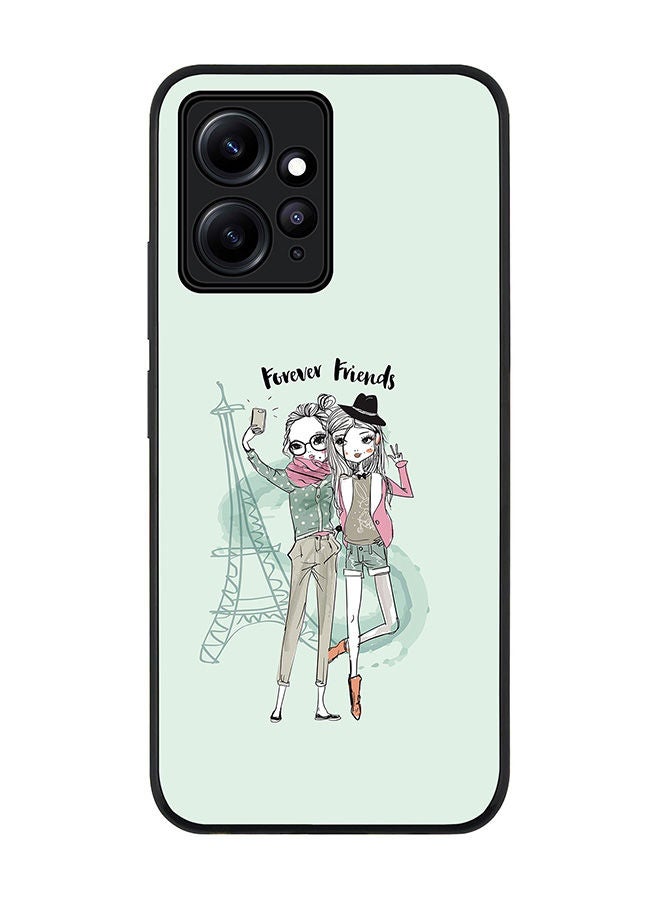 Stylizedd Rugged Black edge case for Redmi Note 12 4G Slim fit Soft Case Flexible Rubber Edges Anti Drop TPU Gel Thin Cover - Forever Friends - Image 1
