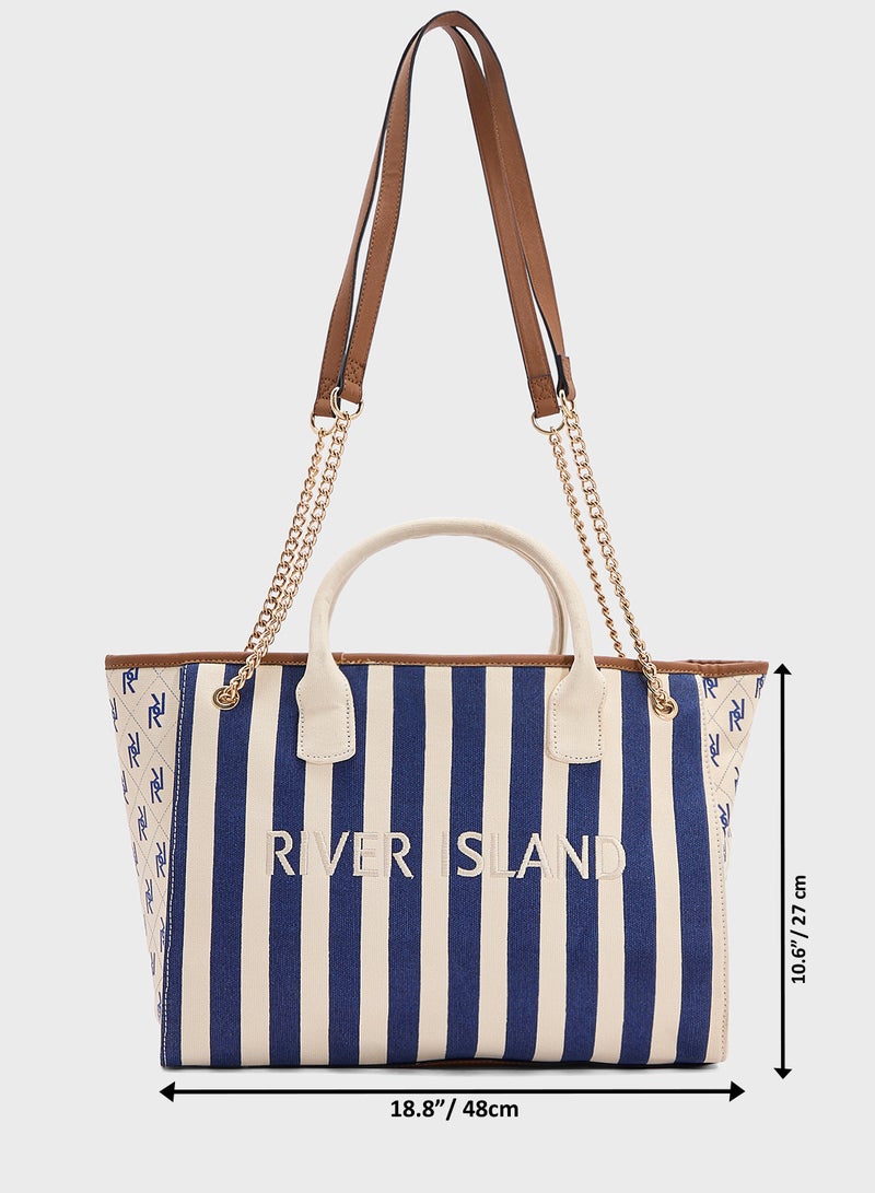Striped Canvas Shopper