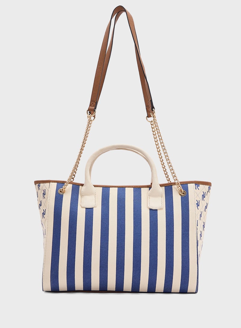 Striped Canvas Shopper