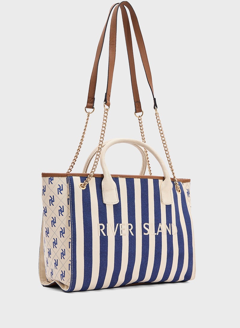 Striped Canvas Shopper