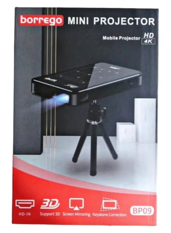 borrego BP09 Portable Mini Smart Projector with 4K Ultra HD Support, DLP Technology, Android 9.0, Bluetooth 4.1, LED Home Cinema Video Projector - Image 4