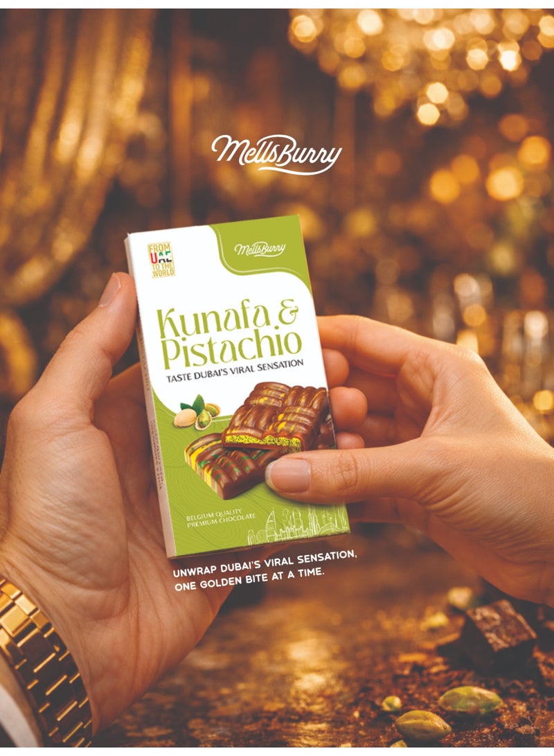 MELLSBURRY Kunafa & Pistachio 90g | Belgium Quality Premium Chocolate | Dubai Viral Dessert Flavor | Rich Pistachio Filling - Image 5