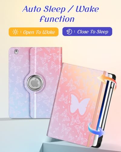 Kidcube for iPad Air 3rd Generation Case/Pro 10.5 Inch Case - Women Girls Kids Cute Rotating Stand Folio Cover with Pencil Holder & Card Slot Kawaii Butterfly Design Cover for iPad Pro 10.5''/Air 3rd - Image 4