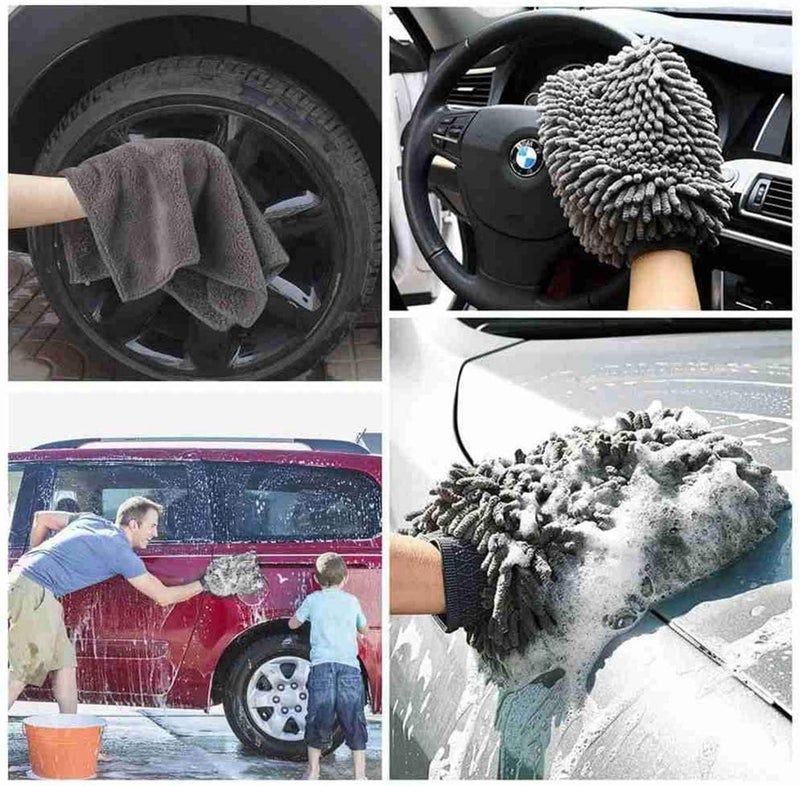 ALMEKAQUZ 4Pack Car Wash Mitt, Scratch-Free Chenille Microfiber Double Sided Washing Mitts, Dual Sided Cleaning Gloves for Dirt & Bugs, Sponge Cloths for Cars, Home, Furniture, Trucks, Boats (Grey) - Image 4