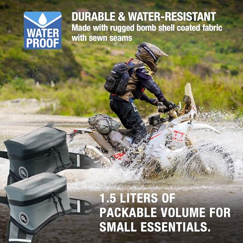 Giant Loop Gray Buckin' Roll Tank Bag, Minimalist Waterproof Motorcycle Tank Bag, 1.5-Liters Capacity, Fits Any Dirt Bike, Adventure, Dual Sport & More - Image 4