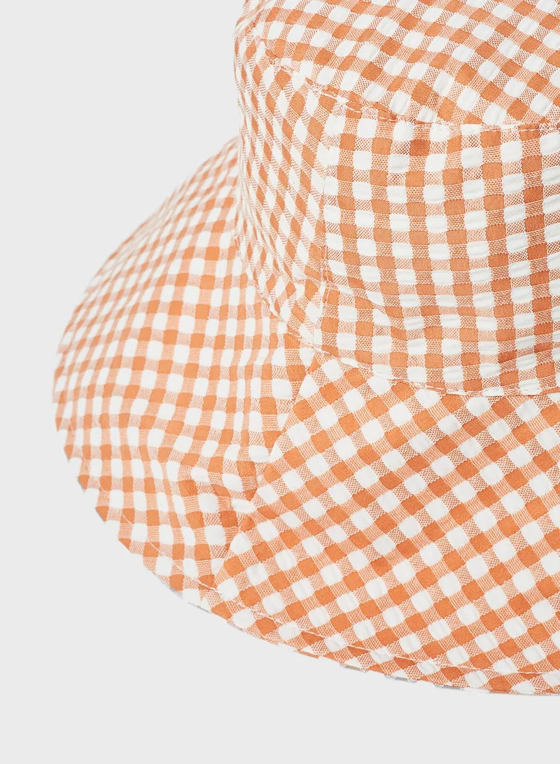 MANGO Checked Bucket Hat