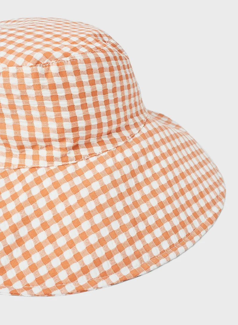 MANGO Checked Bucket Hat
