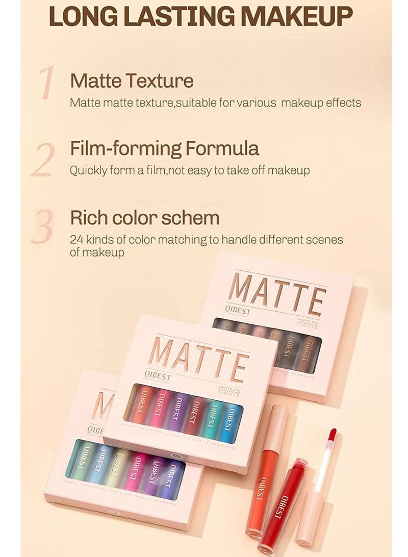 8 Colors Liquid Matte Eyeshadow Green Yellow Pink Blue Red Purple Lightweight High Pigmented Colored Smooth Cream Eyeshadow Kit Quick Drying Long Lasting Waterproof Matte Eye Shadow Makeup Set B