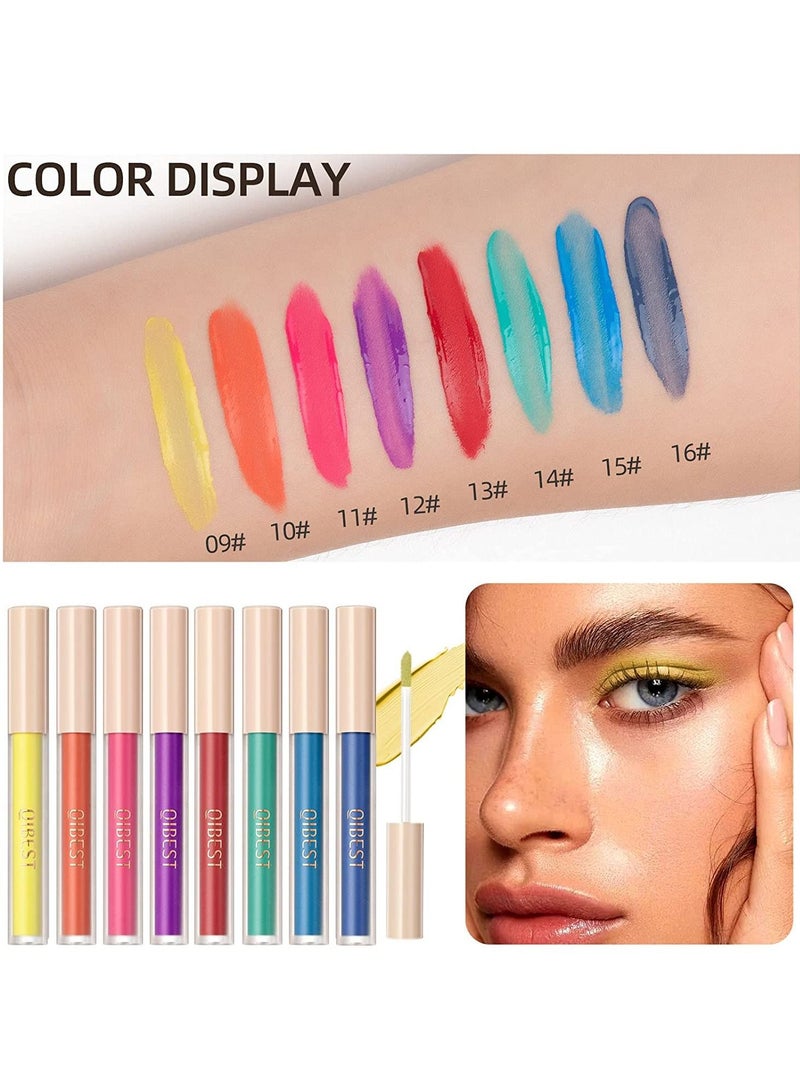 8 Colors Liquid Matte Eyeshadow Green Yellow Pink Blue Red Purple Lightweight High Pigmented Colored Smooth Cream Eyeshadow Kit Quick Drying Long Lasting Waterproof Matte Eye Shadow Makeup Set B