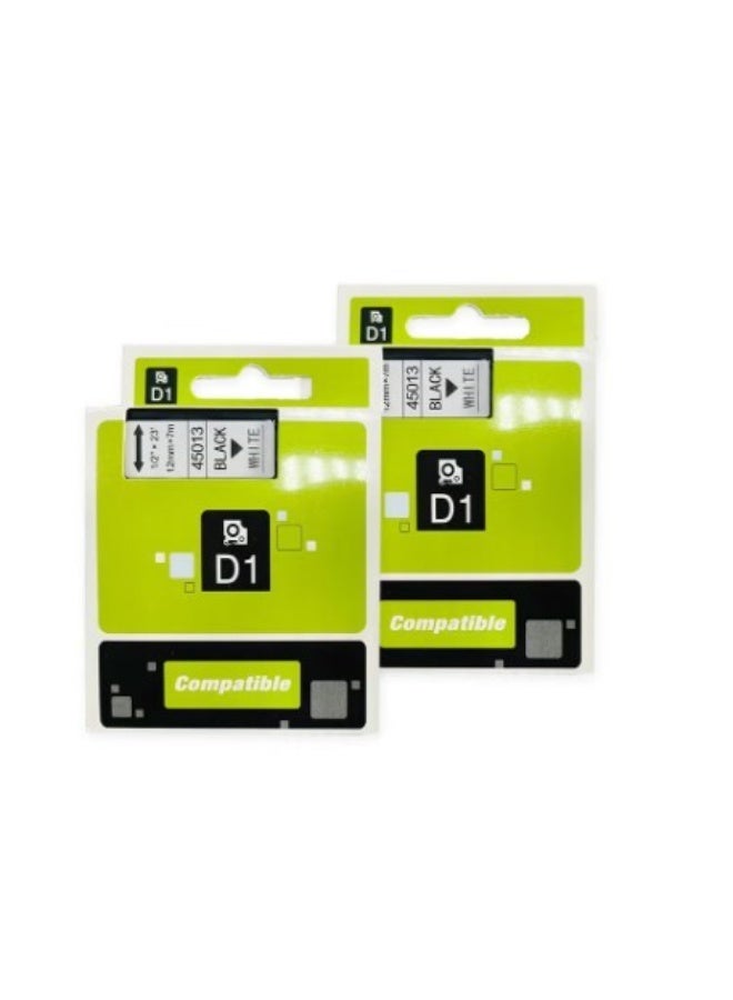 Dymo 5-Piece DYMO Compatible 45013 D1 Labels,12mm x 7m Roll, Black Print on White Tape, Self-Adhesive Labels for LabelManager and MobileLabeler Label Printers - Image 1