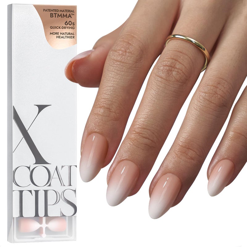 BTArtboxnails XCOATTIPS Ombre Nails - Short Almond Press on Nails, 160Pcs 16 Sizes Nude Press on Nails Peach, Soft Gel Nails False Nail, Soak Off Acrylic Fake Nails Extensions - Image 1