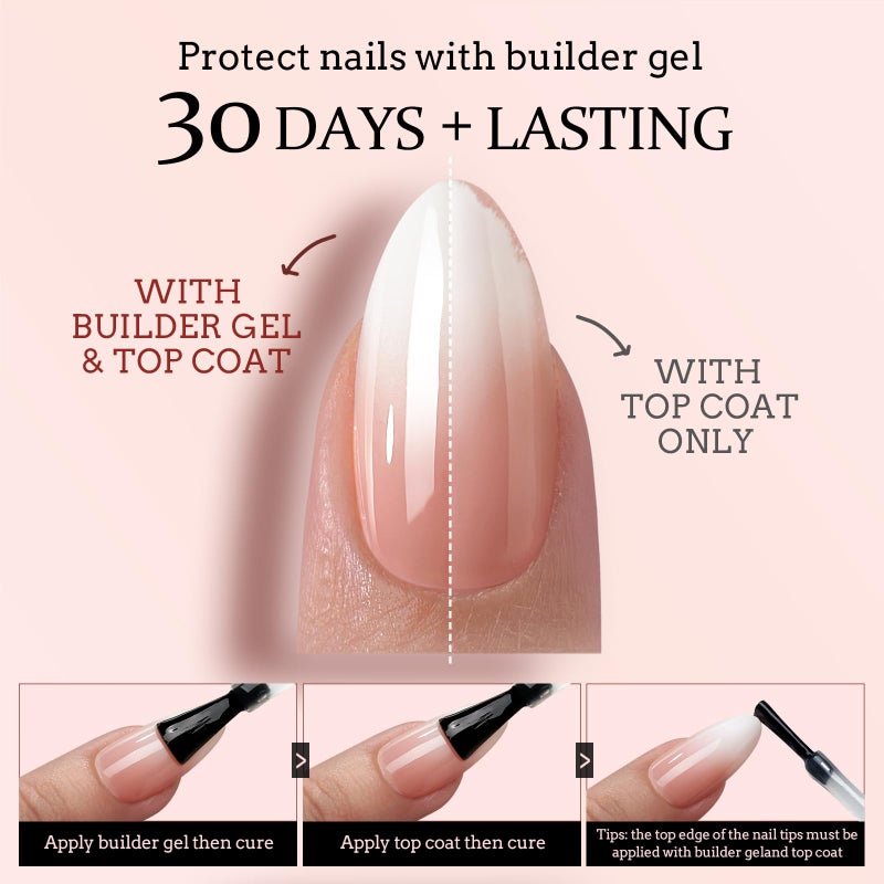 BTArtboxnails XCOATTIPS Ombre Nails - Short Almond Press on Nails, 160Pcs 16 Sizes Nude Press on Nails Peach, Soft Gel Nails False Nail, Soak Off Acrylic Fake Nails Extensions - Image 4