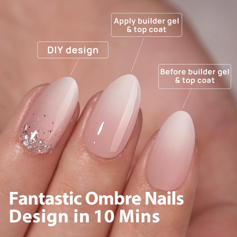 BTArtboxnails XCOATTIPS Ombre Nails - Short Almond Press on Nails, 160Pcs 16 Sizes Nude Press on Nails Peach, Soft Gel Nails False Nail, Soak Off Acrylic Fake Nails Extensions - Image 3