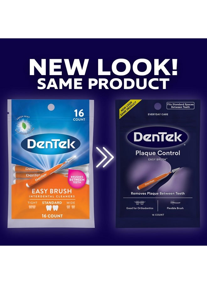 Dentek - DenTek Easy Brush Advanced Clean Interdental Cleaners, Standard, 16 Count, 6 Pack - Image 1