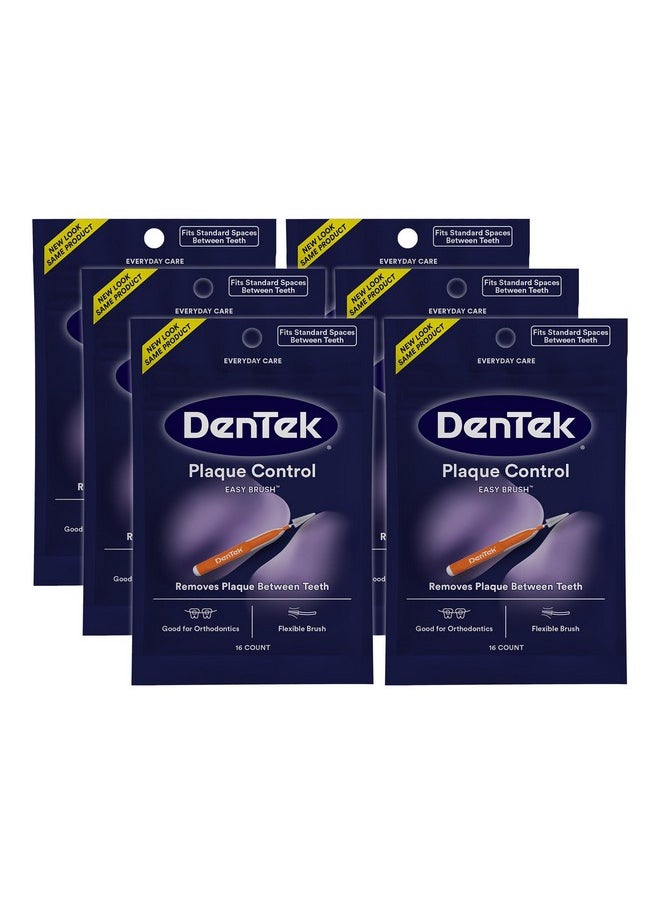Dentek - DenTek Easy Brush Advanced Clean Interdental Cleaners, Standard, 16 Count, 6 Pack - Image 1