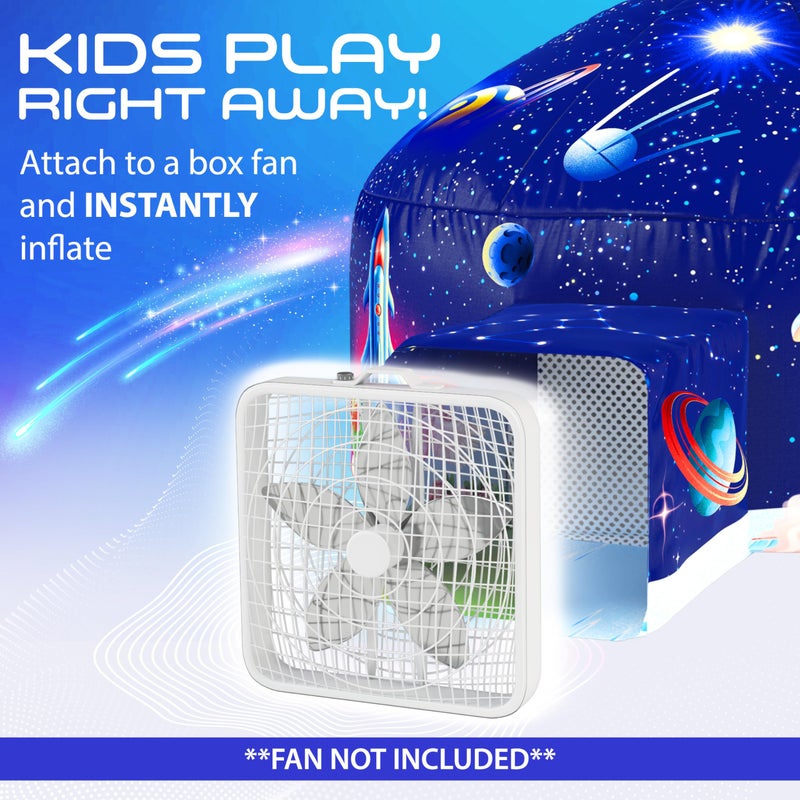 W&O WO Galactic Aerodome with LED Lights  Inflatable Space Fort for Kids Aged 312 Inflates in Seconds Creating an Immersive Galactic Experience Fan Not Included - Image 3
