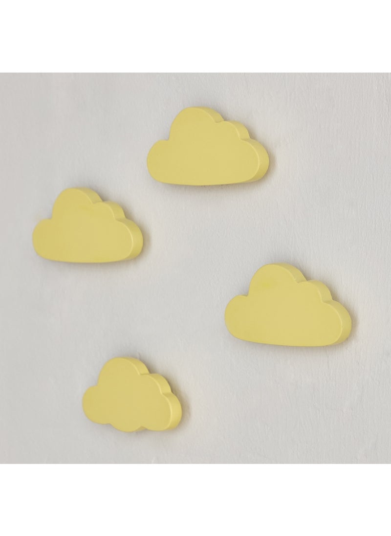Home Box Cloud Shaped 4-Piece Wooden Wall Hook Set 9 x 5 x 3 cm  - Image 1