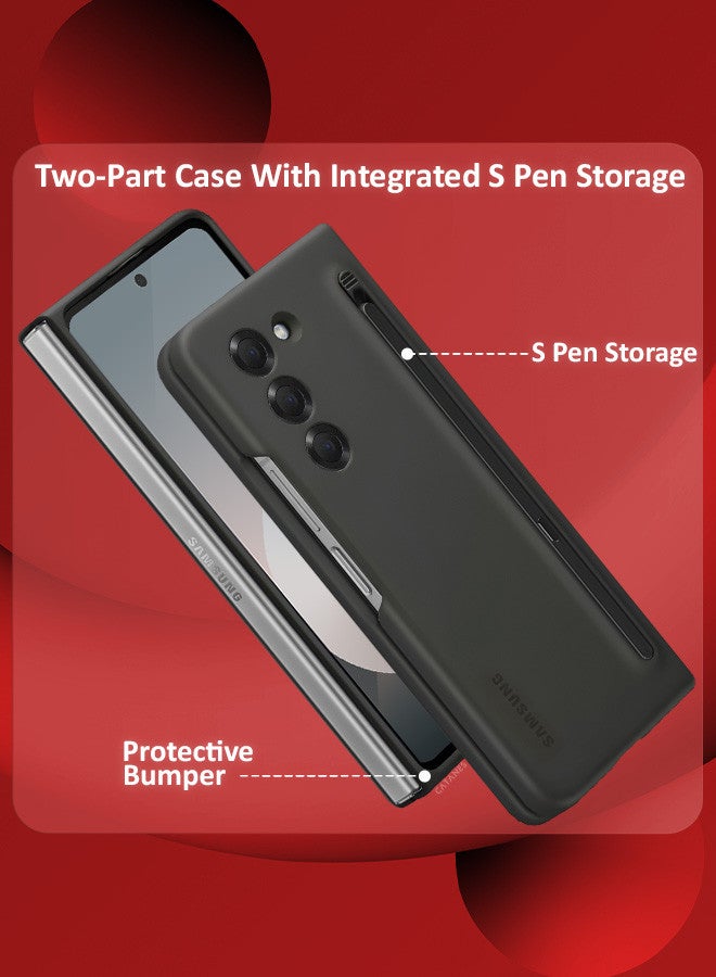 CATANES (for Samsung Galaxy Z Fold 6) Case with Screen Protector Ultra Hybrid Premium Case with Built-in New Compact S Pen, Holder and Storage Slot for Pen Black - Image 3