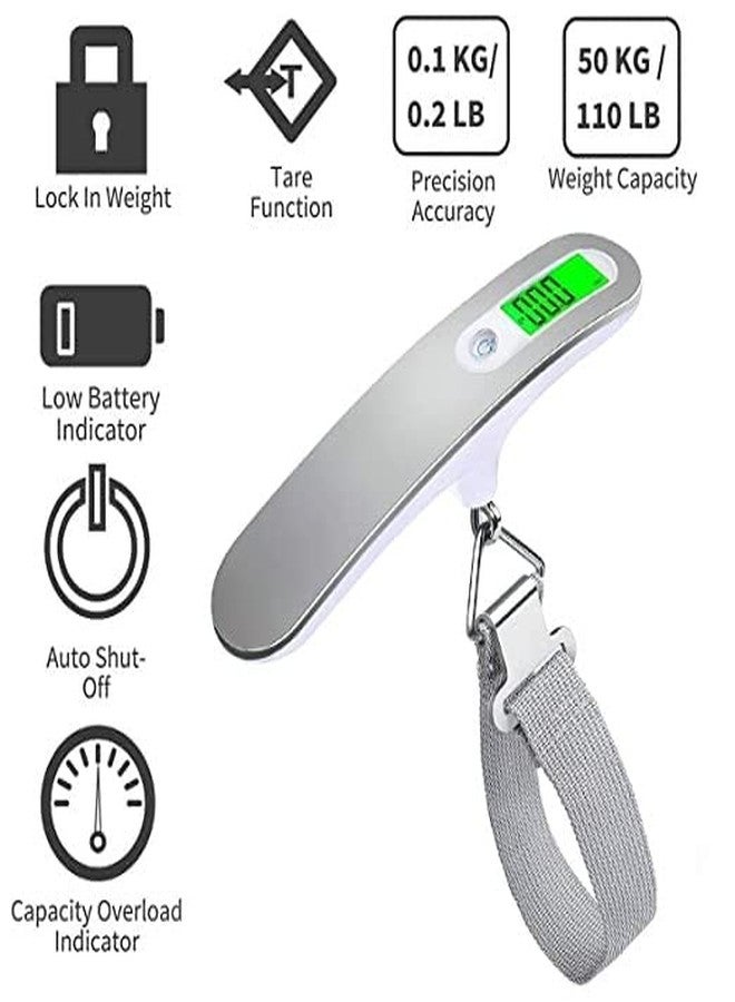 STOCKZONE Electronic Balance Portable Hook Weighing Machine Digital Hanging Luggage Travel Scale with Strong Straps and Backlit, Luggage Weight Scale, Luggage Scales for Flights, Travel, Home 50 kg - Image 4
