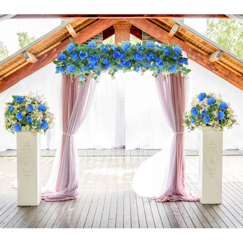 Syhood Artificial Rose Garlands Flower Garland Decorations Rose Vines Leaves Flower Vines Hanging Garlands Fake Rose Flower Vine Home Wedding Party Decor  14.4 ft (Royal Blue 2 Pieces) - Image 5