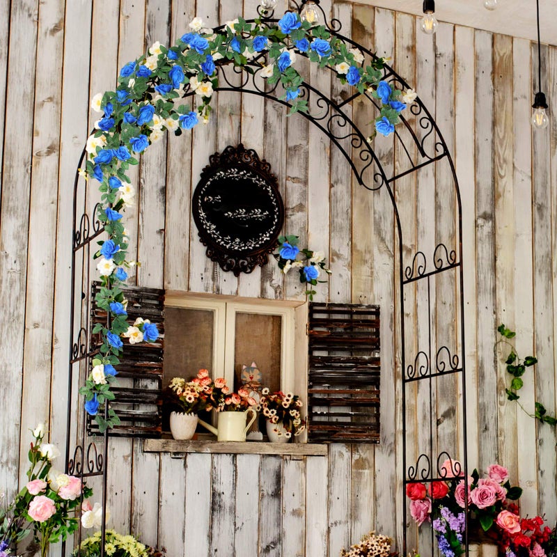 Syhood Artificial Rose Garlands Flower Garland Decorations Rose Vines Leaves Flower Vines Hanging Garlands Fake Rose Flower Vine Home Wedding Party Decor  14.4 ft (Royal Blue 2 Pieces) - Image 4