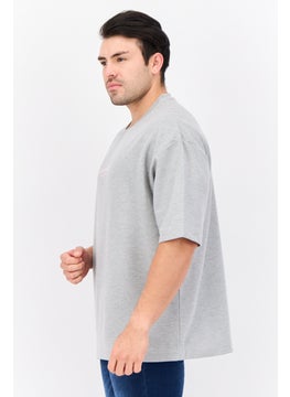 Blank Essentials Men Crew Neck Short Sleeve Brand Logo T-Shirt, Grey  - Image 2