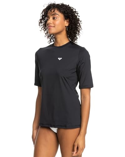 Roxy Womens Short Sleeve Loose Fit Rashguard UPF 50 QuickDry Rash Guard Shirt for Swim Surf Volley Yoga Outdoor Activities Black Small - Image 3