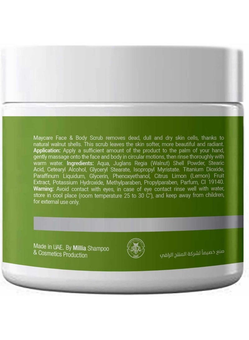 MAYCARE 5 in 1 Face & Body Scrub Lemon 500 ml with Natural Walnut Shells for Smooth and Radiant Skin - Image 2
