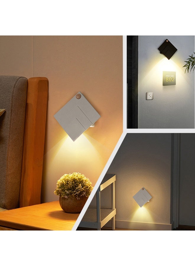 2packs（White and Black）Rechargeable Smart Motion Sensor Night Light LED No Wiring Magnetic Bedroom Bathroom Bedside Corridor Doorway Night Lamp - Image 5