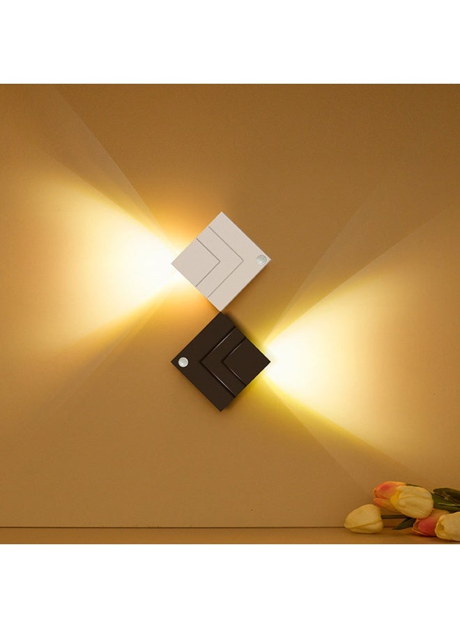 2packs（White and Black）Rechargeable Smart Motion Sensor Night Light LED No Wiring Magnetic Bedroom Bathroom Bedside Corridor Doorway Night Lamp - Image 1