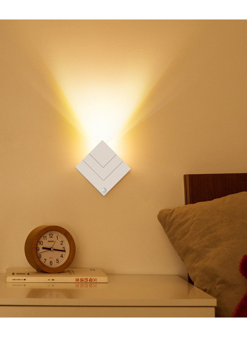 2packs（White and Black）Rechargeable Smart Motion Sensor Night Light LED No Wiring Magnetic Bedroom Bathroom Bedside Corridor Doorway Night Lamp - Image 2