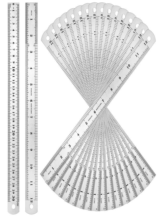 Macarrie 30-Piece Metal Ruler Set - 12 Inch Stainless Steel Rulers with Imperial & Metric Measurements, Etched Markers for School, Classroom, Home Office - Image 1