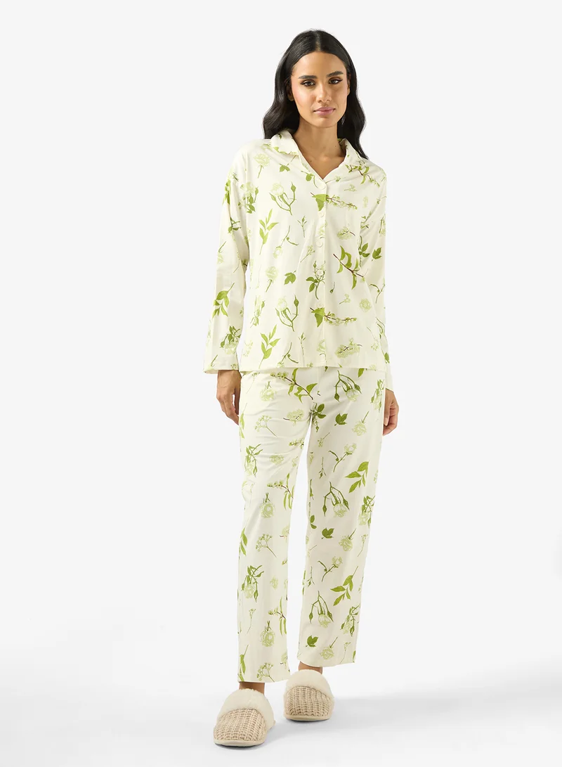 Ginger  Ditsy Floral Shirt & Pyjama Set for Women | Best Price UAE