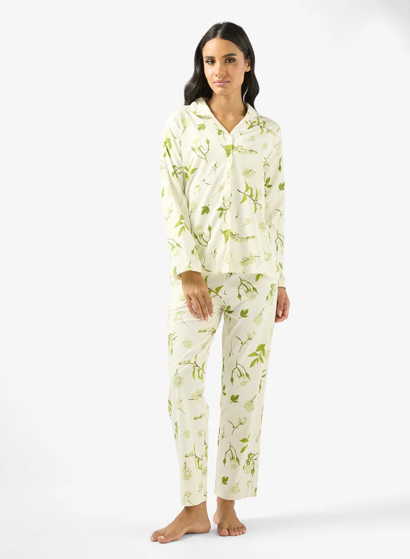 Ginger Ditsy Floral Shirt & Pyjama Set