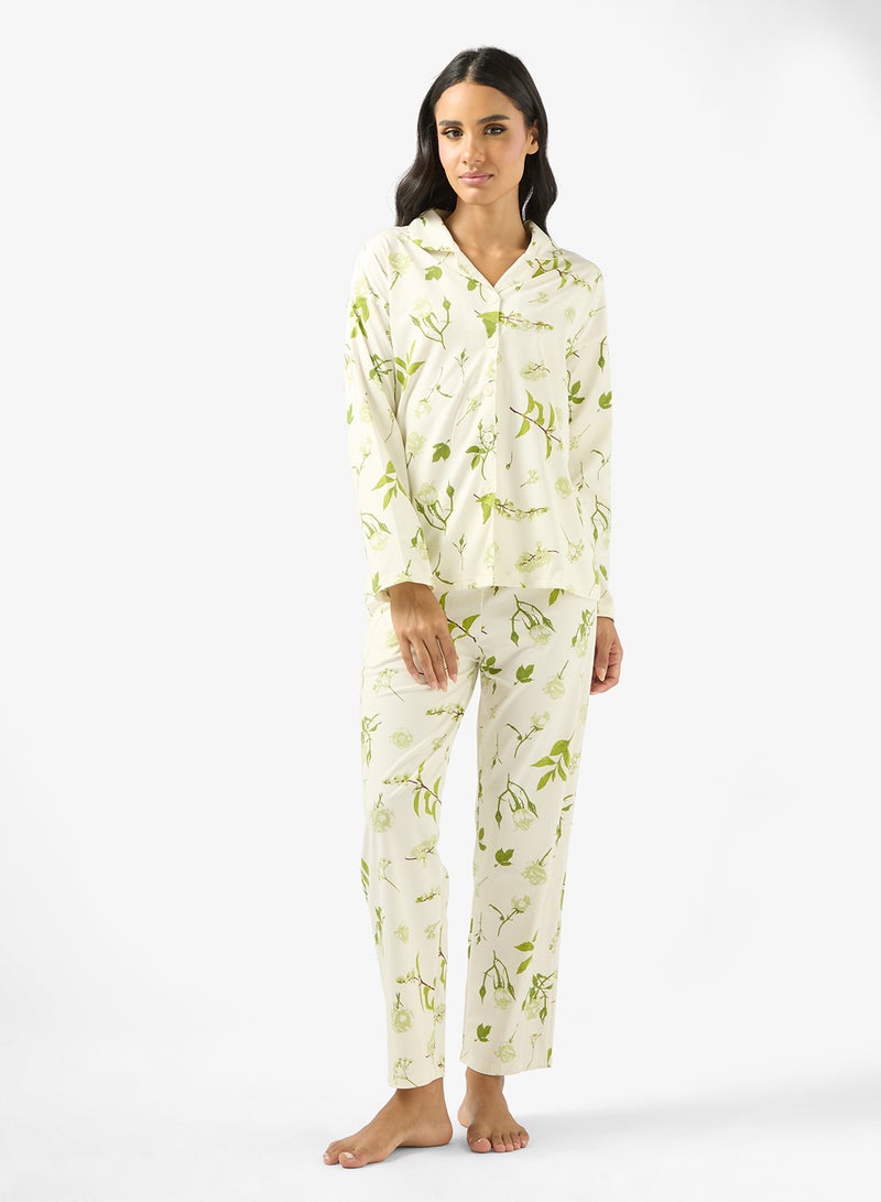 Ginger Ditsy Floral Shirt & Pyjama Set - Image 1