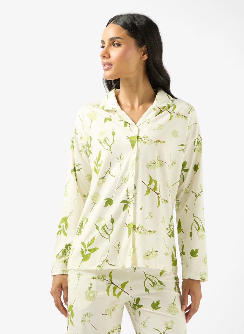 Ginger Ditsy Floral Shirt & Pyjama Set - Image 3