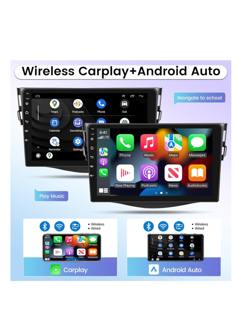 [8 Core 4+64G] راديو سيارة يعمل بنظام Android لسيارة Toyota RAV4 2007-2012 مع Carplay اللاسلكي وAndroid Auto - شاشة تعمل باللمس IPS 1280 * 720 مقاس 9 بوصات - DSP 32EQ / WiFi/GPS/SWC + كاميرا احتياطية AHD - Image 4